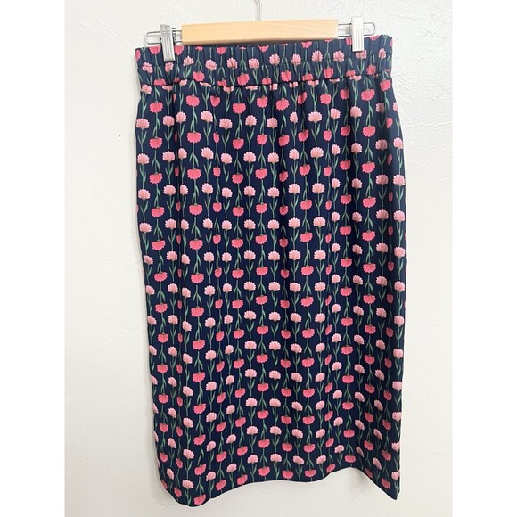 NWOT J Crew Factory Womens Navy Floral Pull On Pencil MIDI Skirt Small - Picture 6 of 10